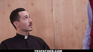 Pervert priest fucks young man from catholic school raw her high horse desk and loutish young man moans orgasmically